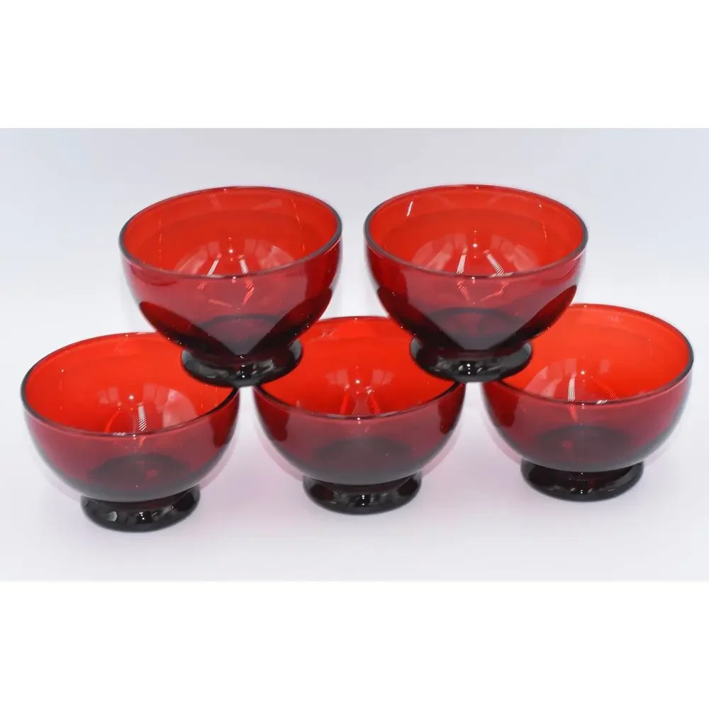 Low Sherbet Baltic Royal Ruby by ANCHOR HOCKING 5pc Set